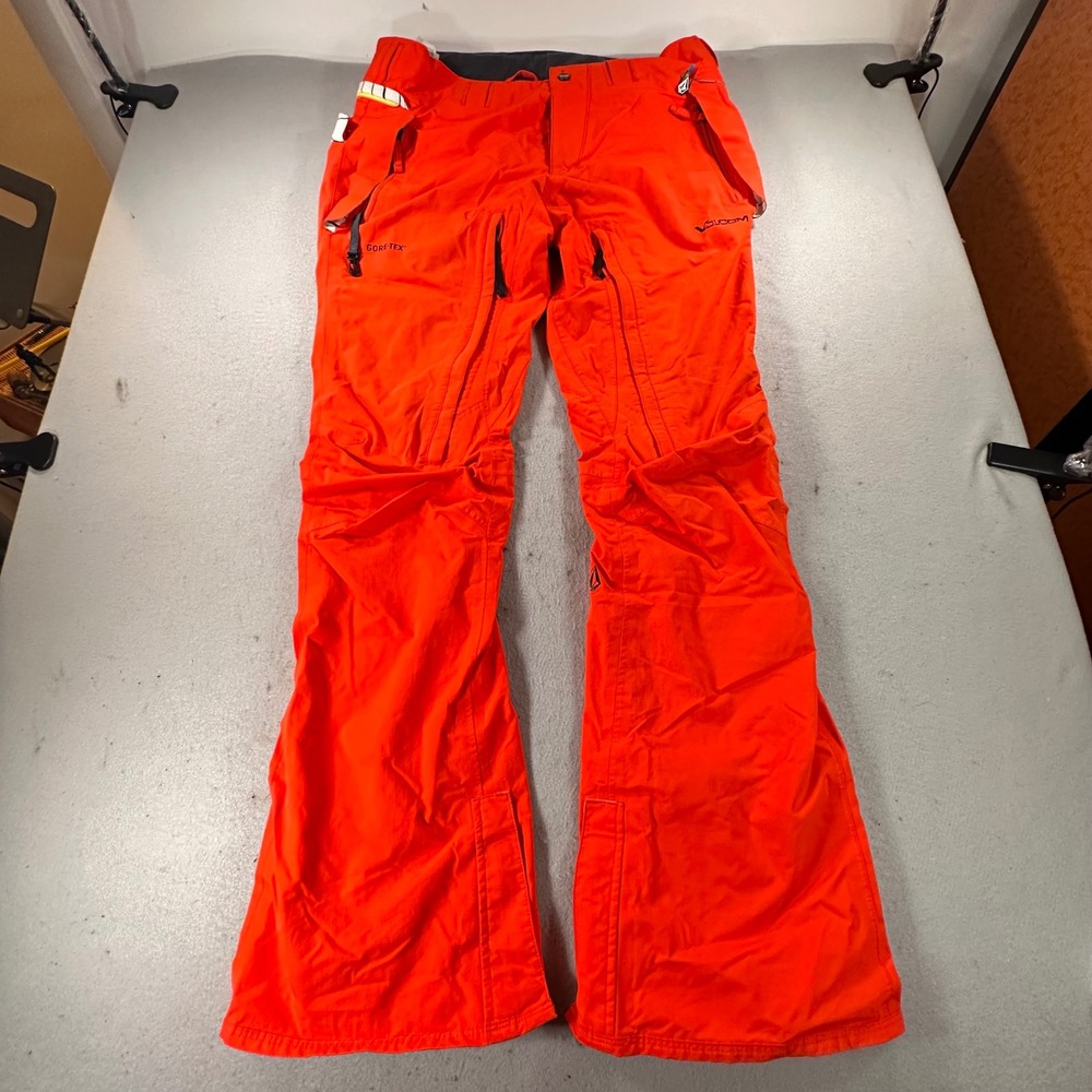 Volcom Gore-Tex Snowboard Pants Mens Large Orange Waterproof Articulated Fit